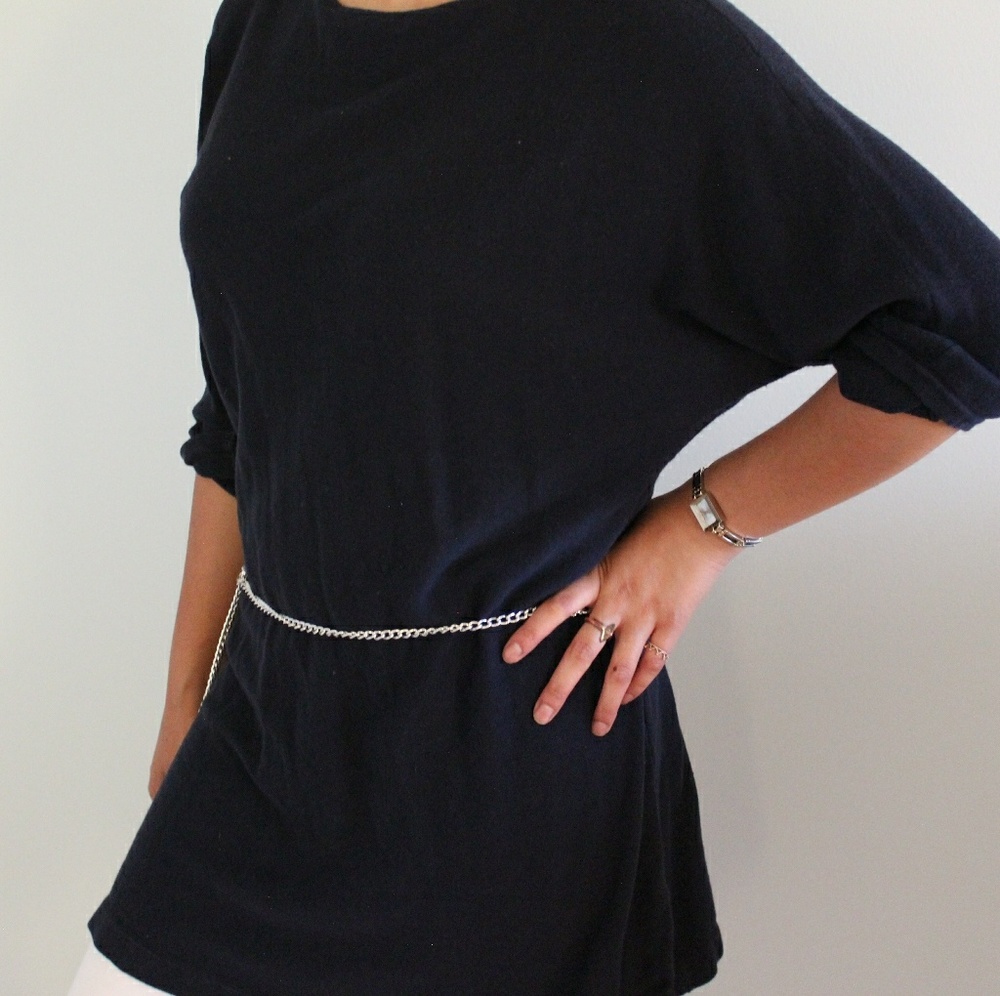 Chaps navy belted top